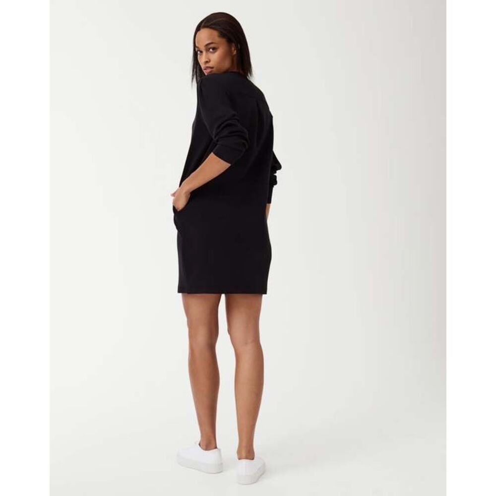 Spanx AirEssentials Crewneck Dress Black Size XS Modal Knit Pockets - Picture 2 of 10